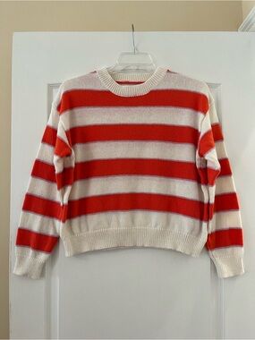Women’s Orange, Purple and Cream Striped Crewneck Sweater